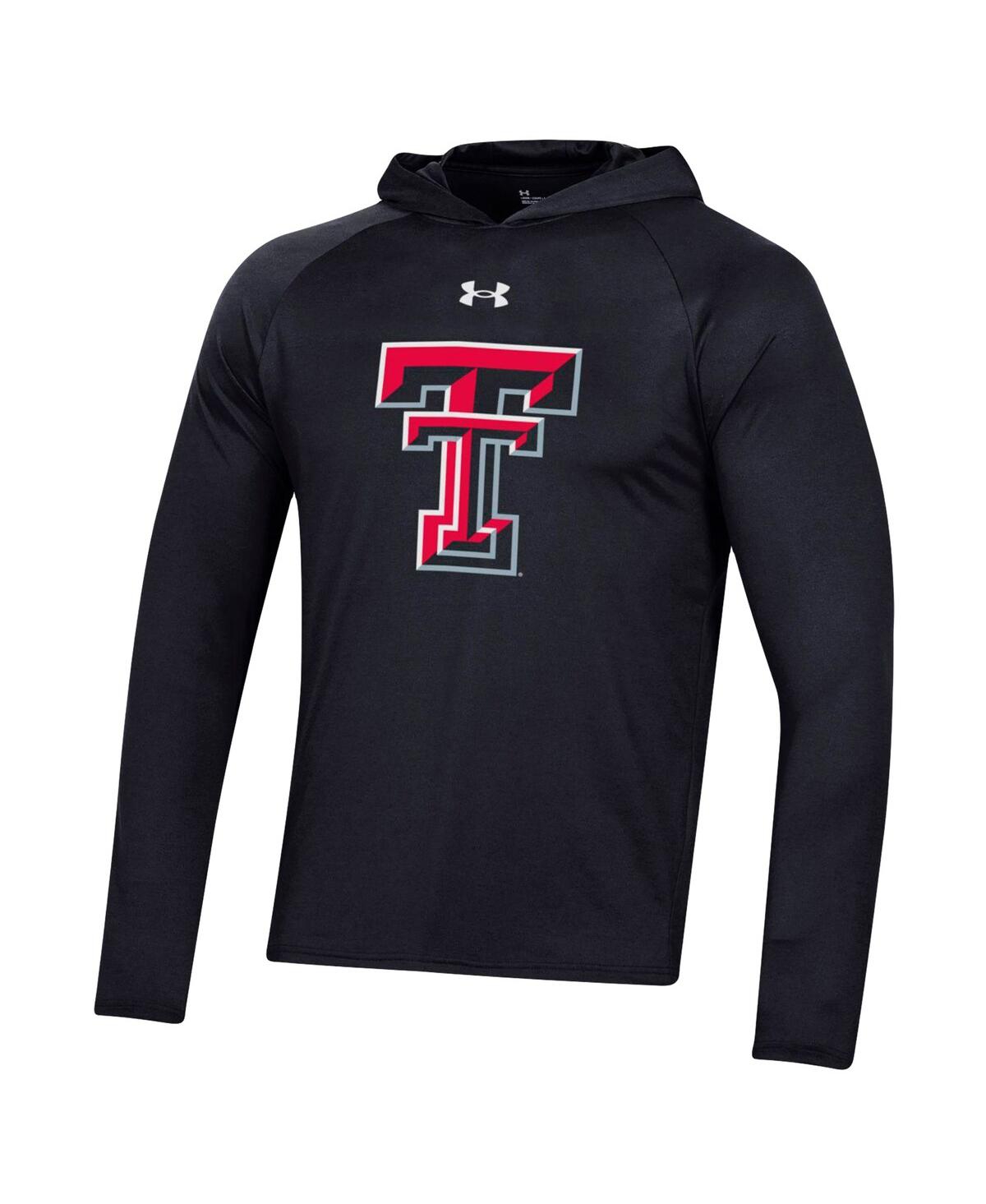 Shop Under Armour Men's  Black Texas Tech Red Raiders School Logo Raglan Long Sleeve Hoodie Performance T-