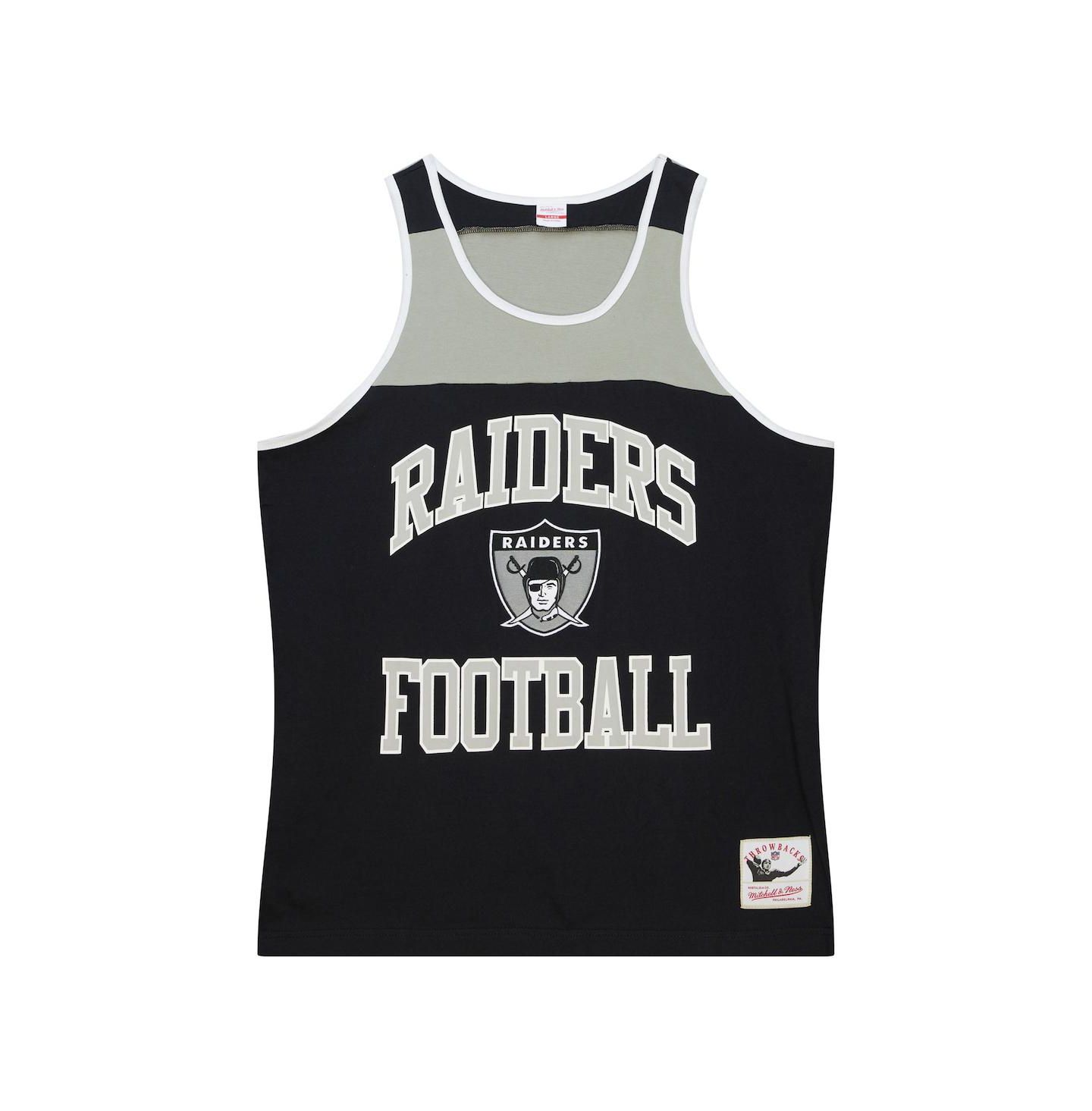 Мужской топ Mitchell & Ness Black, Silver Las Vegas Raiders Heritage Colorblock — фото 3