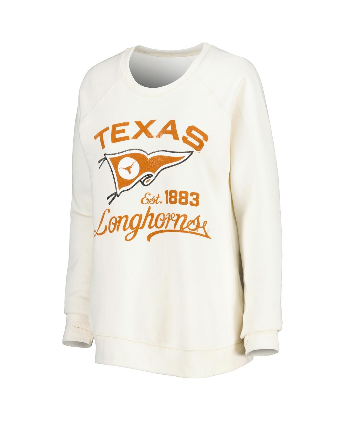 Shop Pressbox Women's  Cream Texas Longhorns Old Standard Pennant Knobi Raglan Pullover Sweatshirt