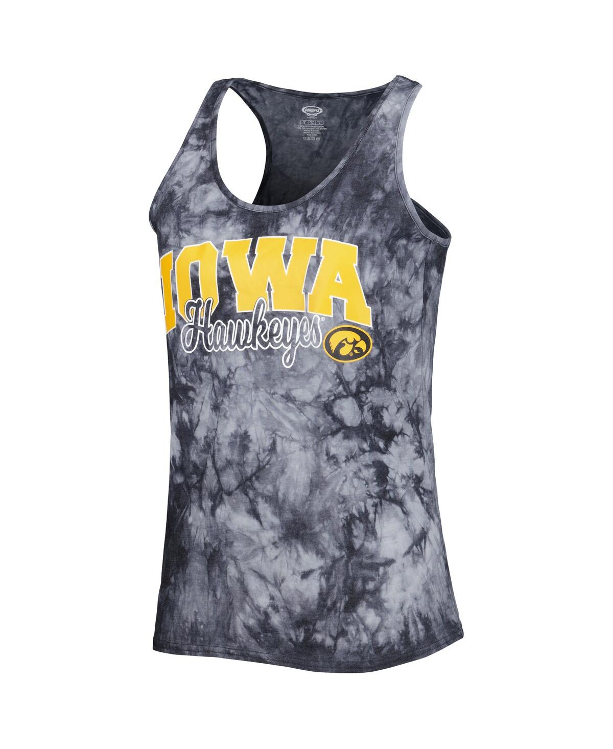 CONCEPTS SPORT WOMEN'S CONCEPTS SPORT CHARCOAL IOWA HAWKEYES BILLBOARD TIE-DYE TANK AND SHORTS SLEEP SET 