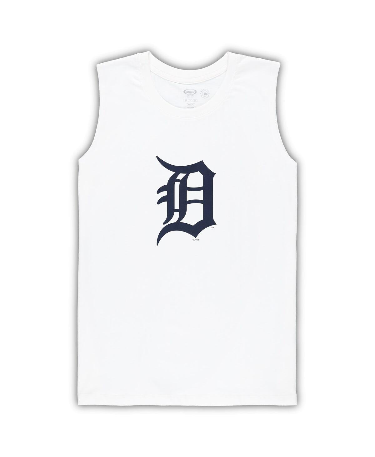 CONCEPTS SPORT WOMEN'S CONCEPTS SPORT WHITE, NAVY DETROIT TIGERS PLUS SIZE TANK TOP AND SHORTS SLEEP SET 