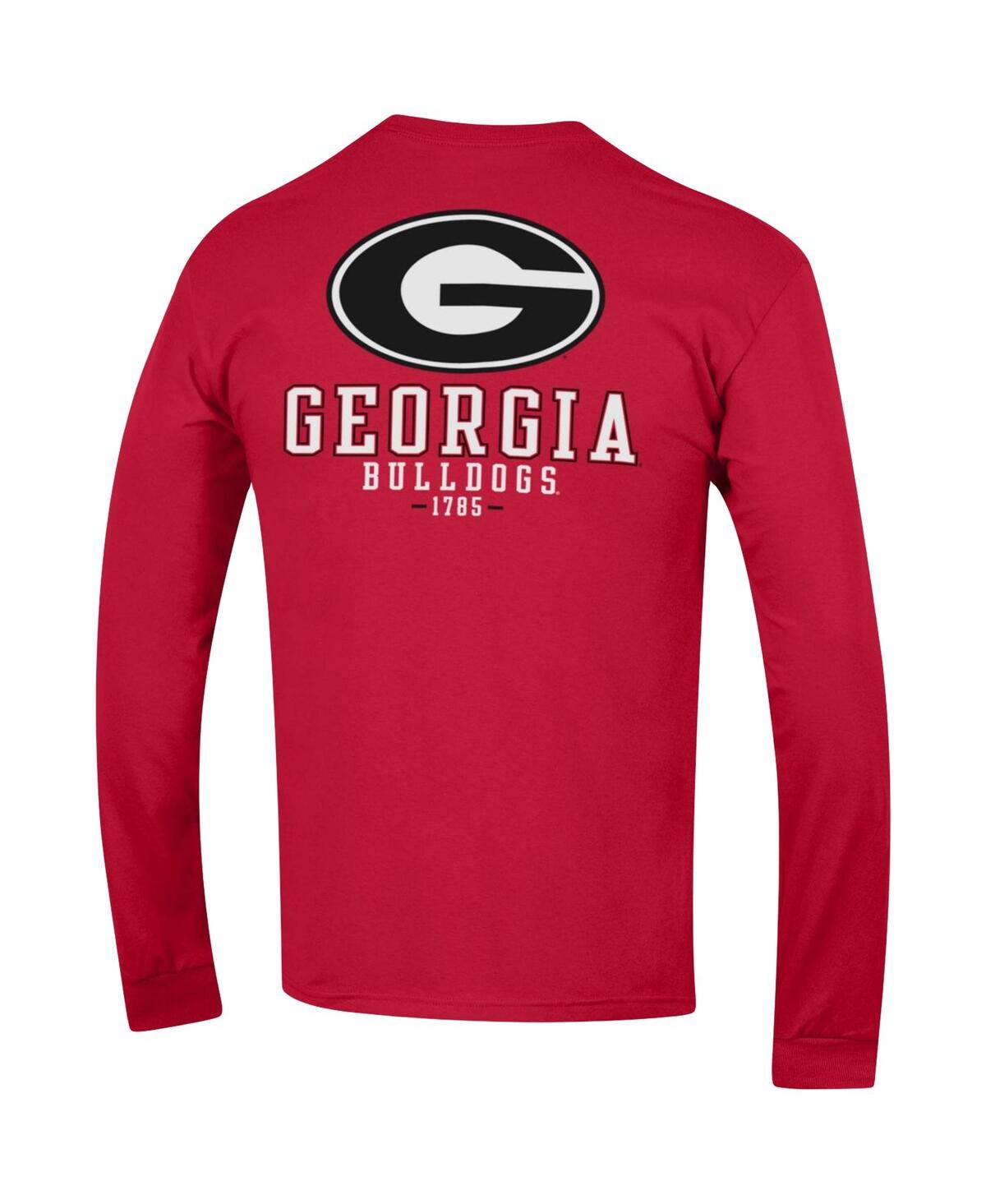 Shop Champion Men's  Red Georgia Bulldogs Team Stack Long Sleeve T-shirt