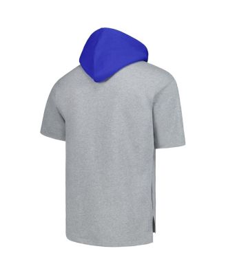 Men's Heather Gray Los Angeles Dodgers Postgame Short Sleeve Pullover Hoodie