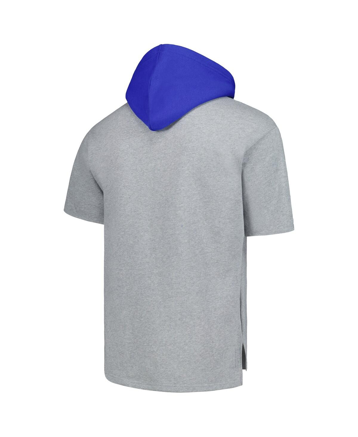 Mitchell & Ness Men's  Heather Gray Los Angeles Dodgers Postgame Short Sleeve Pullover Hoodie In Heather Gray