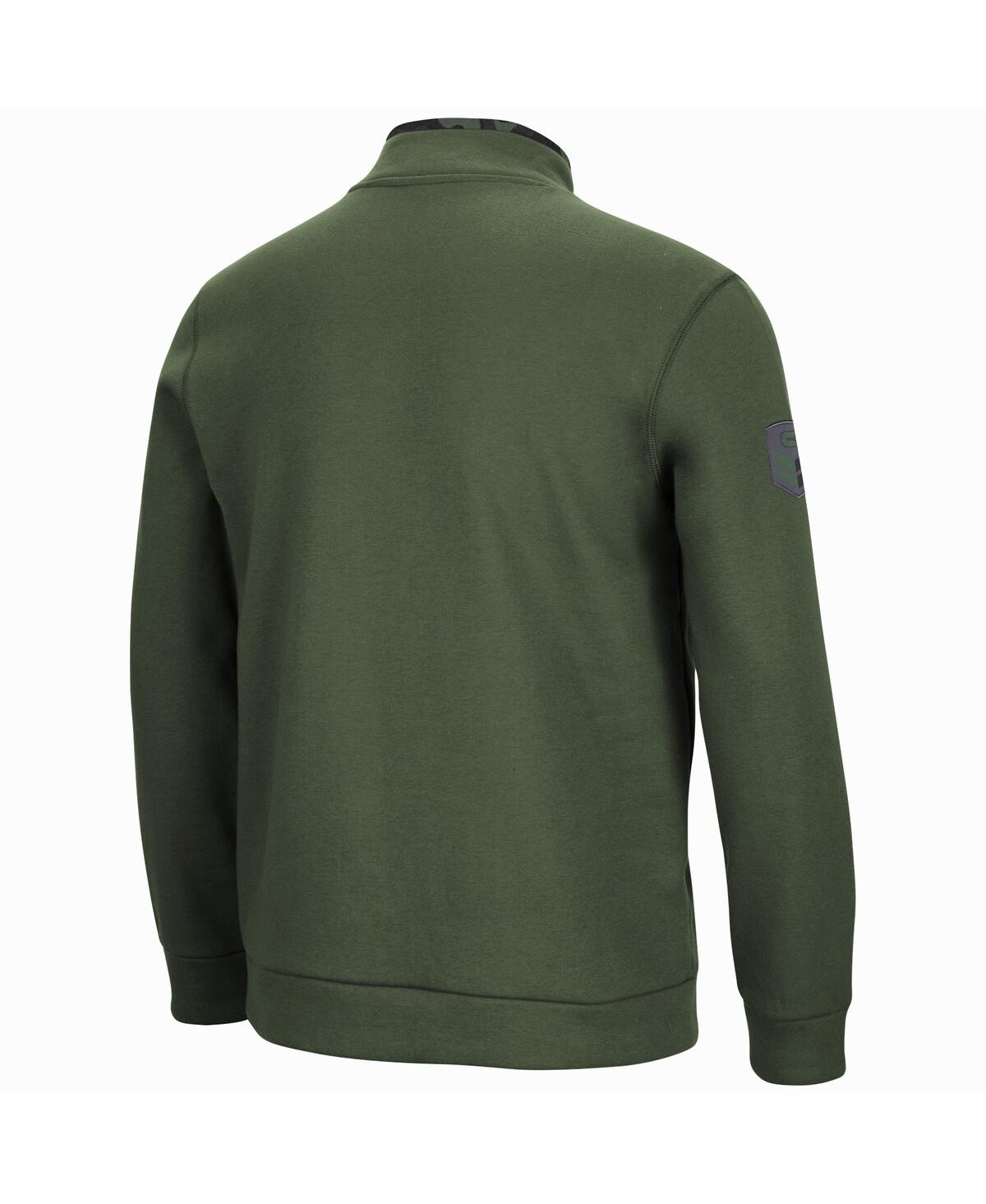 Colosseum Men's Olive Northwestern Wildcats Oht Military-inspired Appreciation Digital Camo Quarter-snap Jacke In Olive