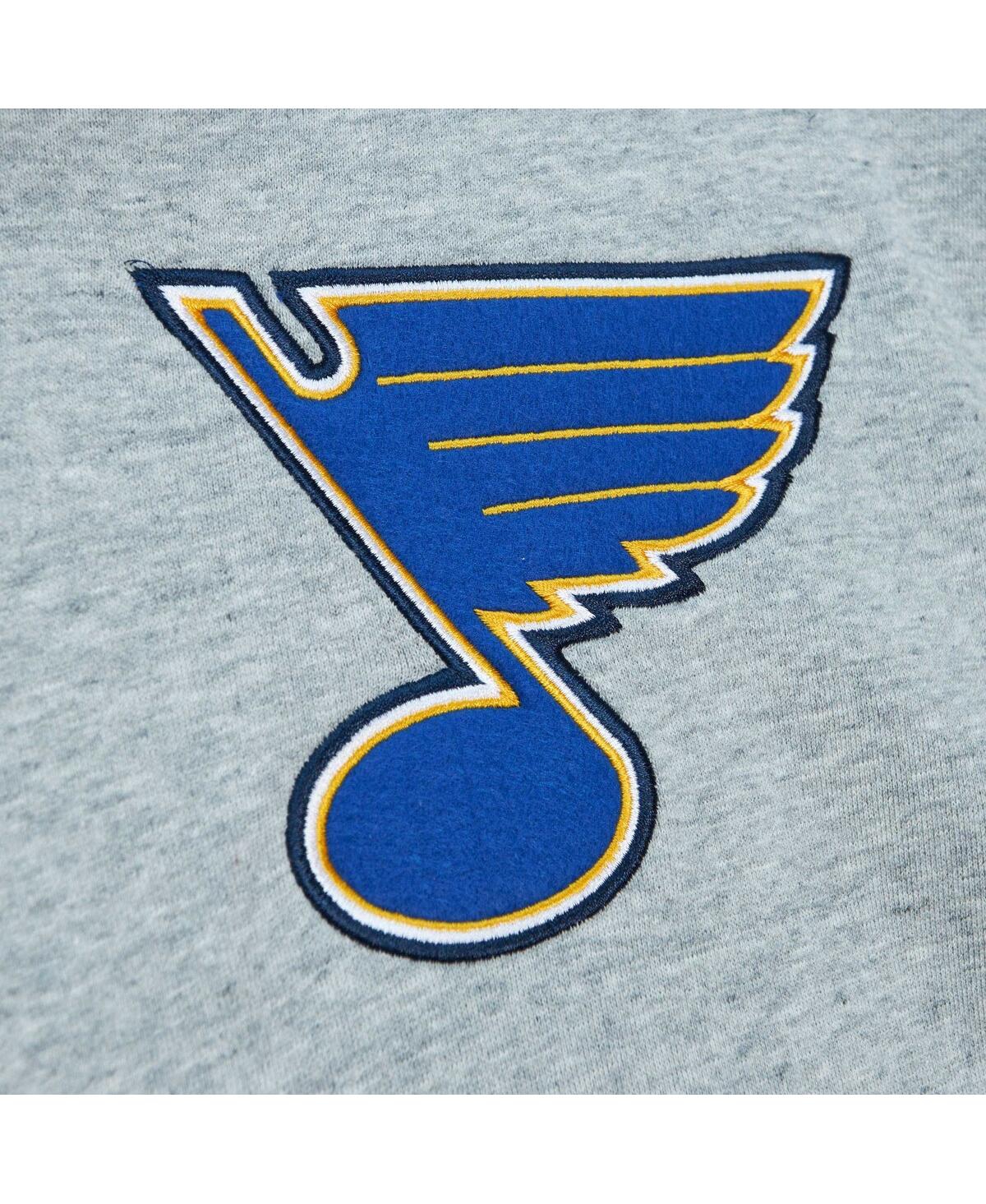 Mitchell & Ness Men's  Heather Gray St. Louis Blues Classic French Terry Pullover Hoodie In Heather Gray