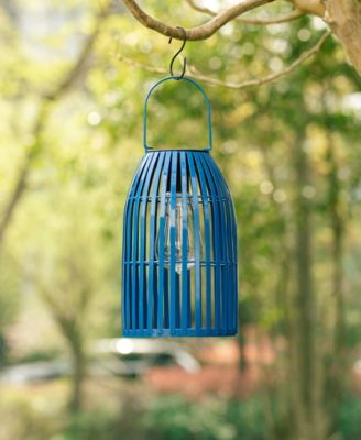 9.75" H Metal Woven Solar Powered Outdoor Hanging Lantern, Set of 2