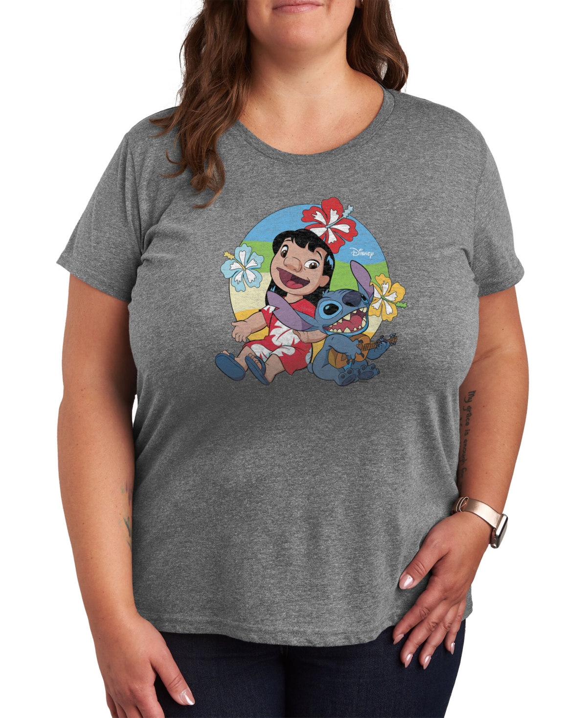 Air Waves Trendy Plus Size Graphic T-shirt In Gray