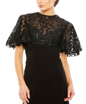 Women's Embellished Butterfly Sleeve Gown