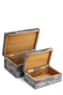 Monaco Gray Decorative Boxes, Set of 2
