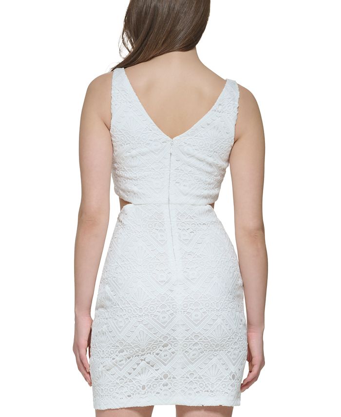GUESS Womens Zippered Sleeveless Queen Anne Neckline Short Party Sheath Dress