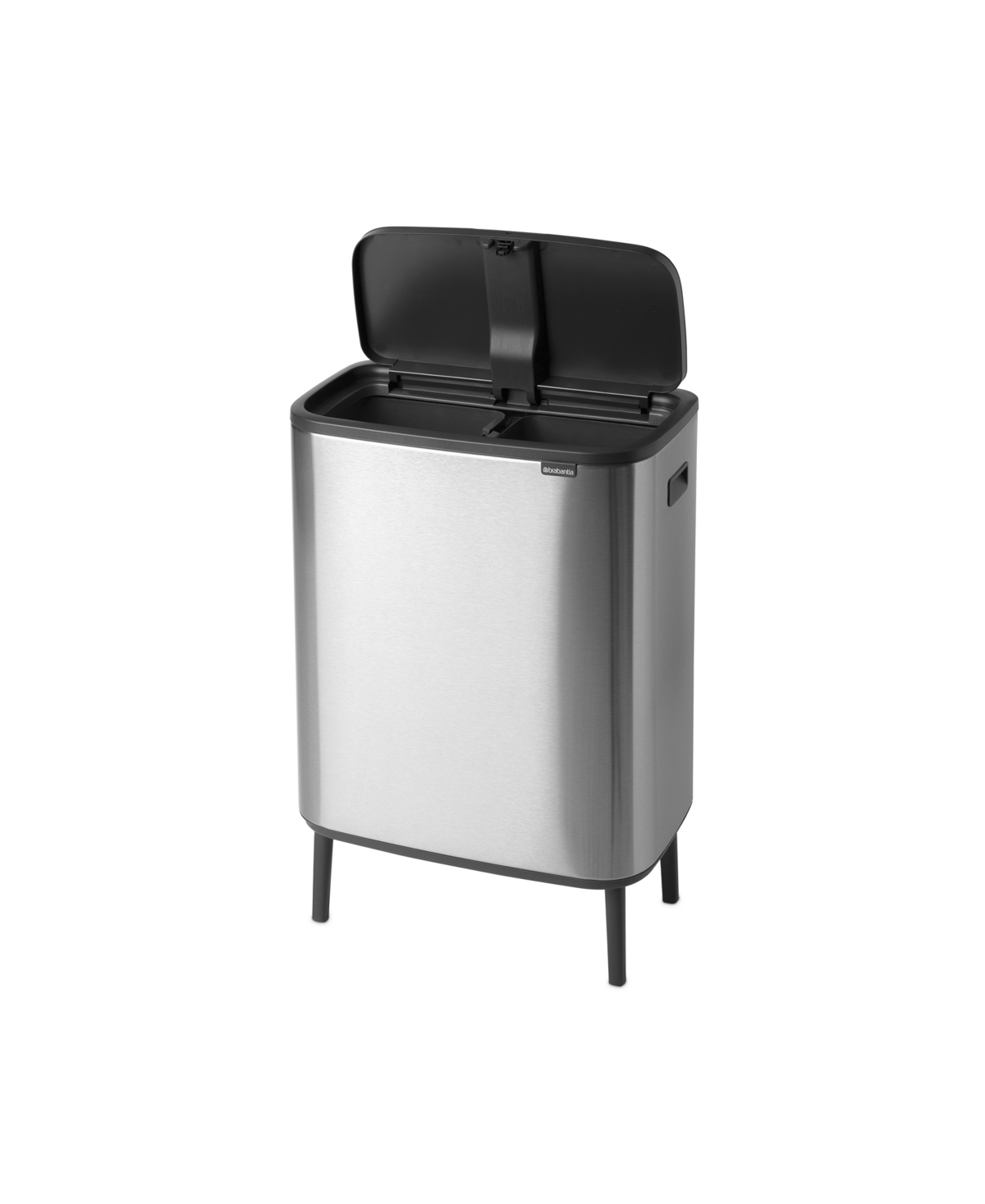 Shop Brabantia Bo Touch Top Hi Dual Compartment Trash Can, 2 X 8 Gallon, 2 X 30 Liter In Matte Steel Fingerprint Proof