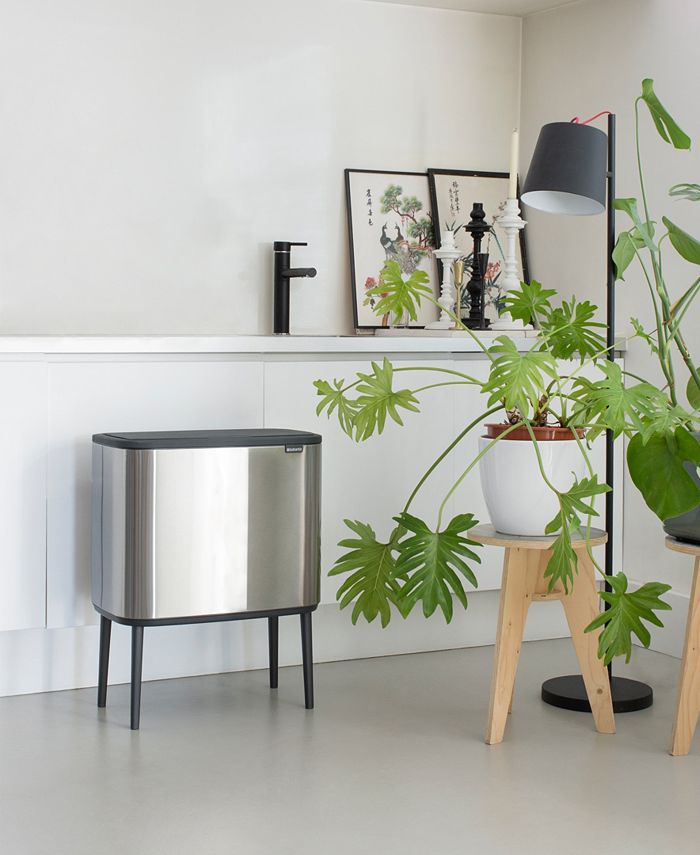 Brabantia Bo Touch Top Multi Compartment Trash Can, 3 x 3 Gallon, 3 x