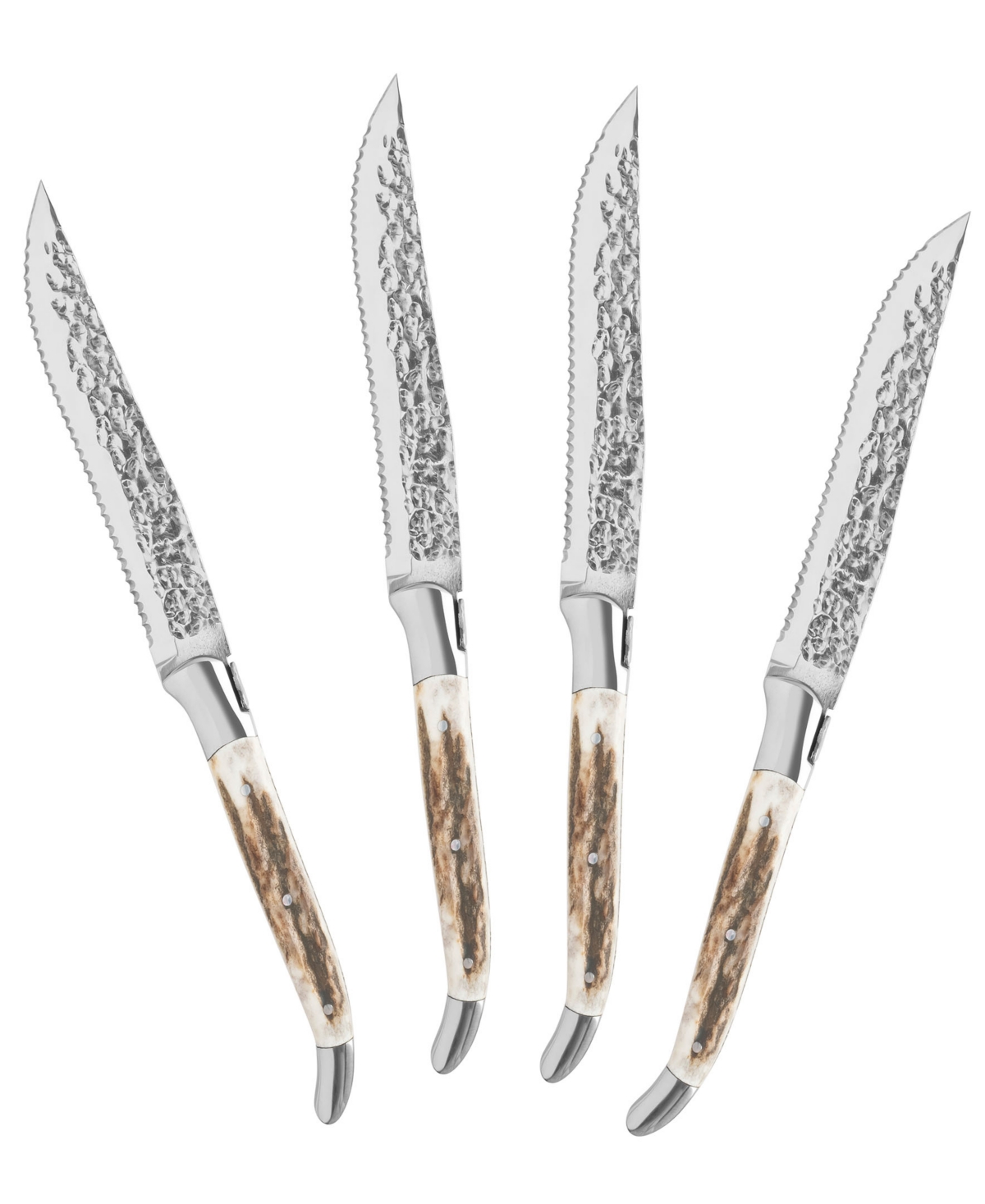 French Home Laguiole Set of 4, Connoisseur Bbq Steak Knives with DeerHandles - Horn