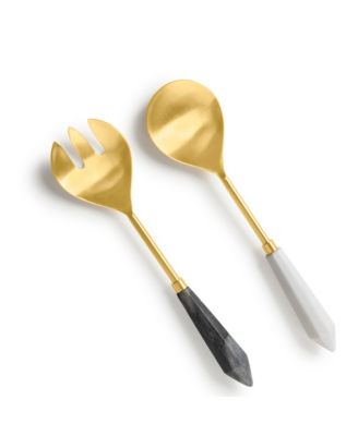 Araliya Marble & Gold Salad Servers, Set of 2