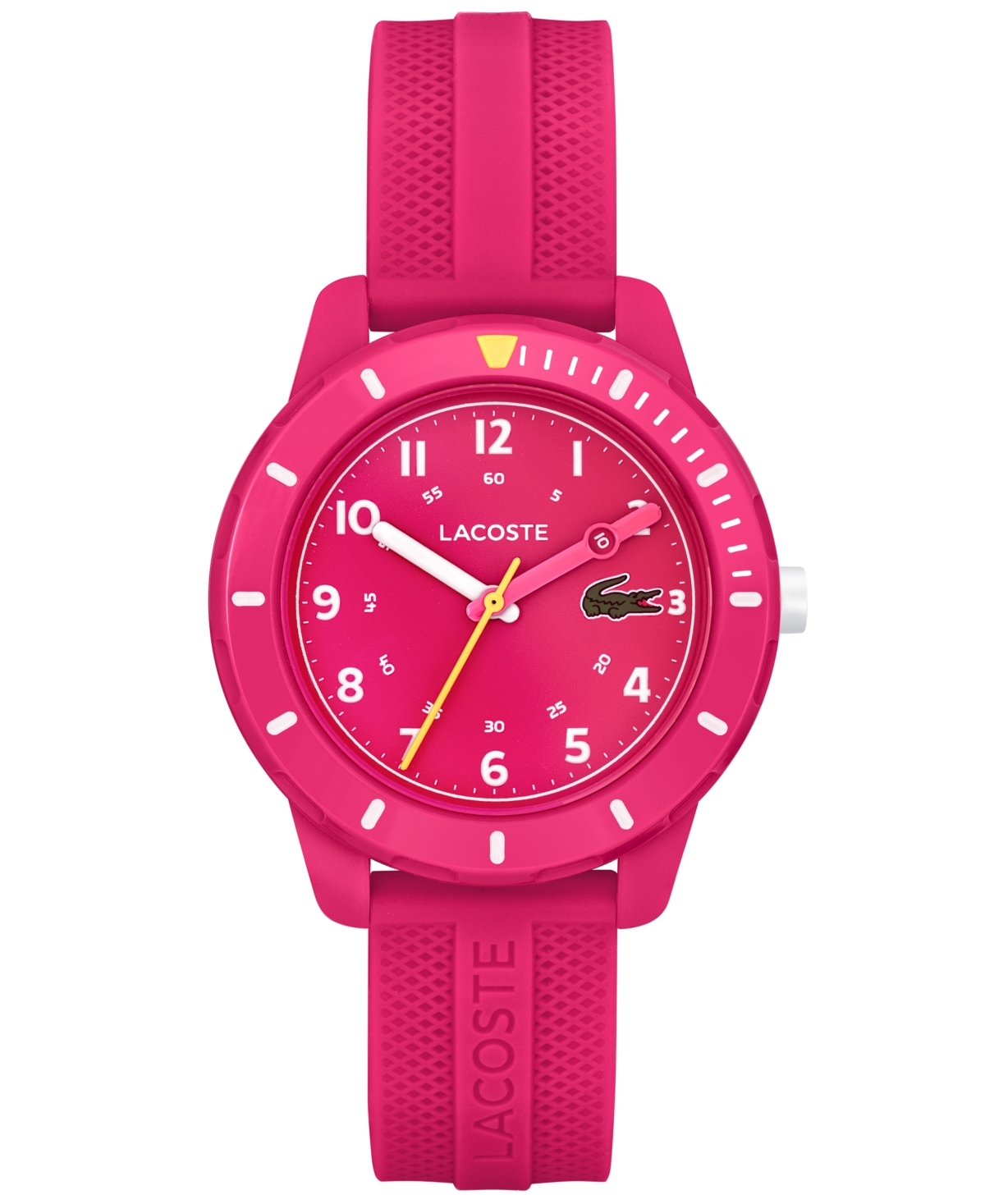 Lacoste Mini Tennis Raspberry Silicone Strap Watch 34mm In Pink