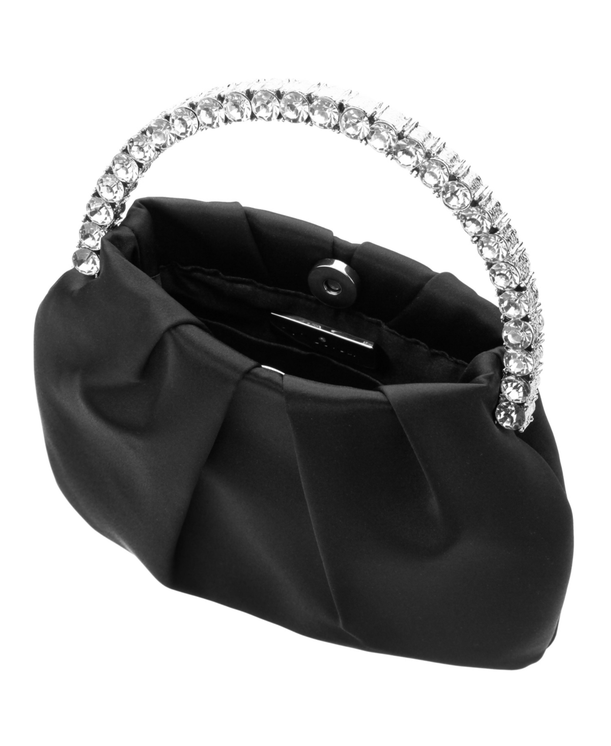 Nina Crystal Handle Satin Pouch Bag