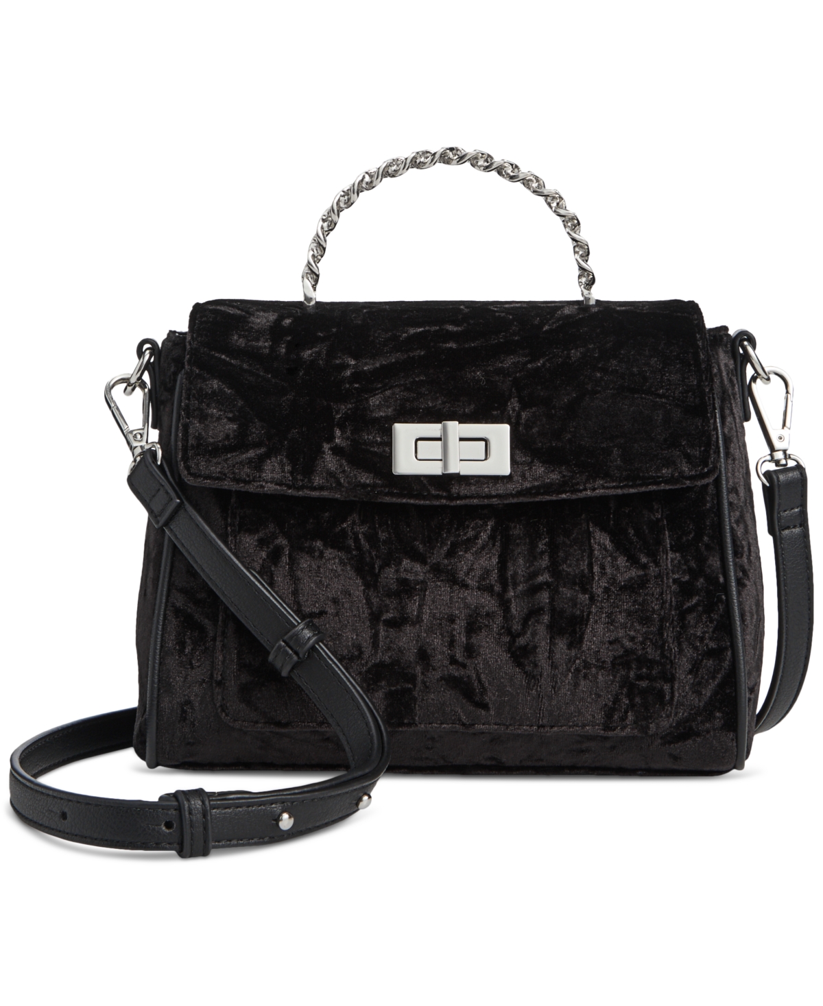 Inc International Concepts Emiliee Velvet Mini Top Handle Handbag, Created For Macy's In Black Velvet