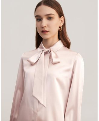 Vintage Bow Tie Silk Blouse for Women