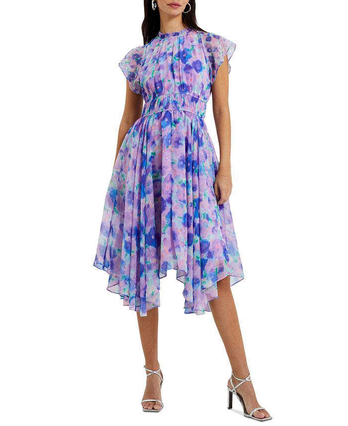French Connection Women's Gretha Printed Crinkle A-Line Dress - Macy's