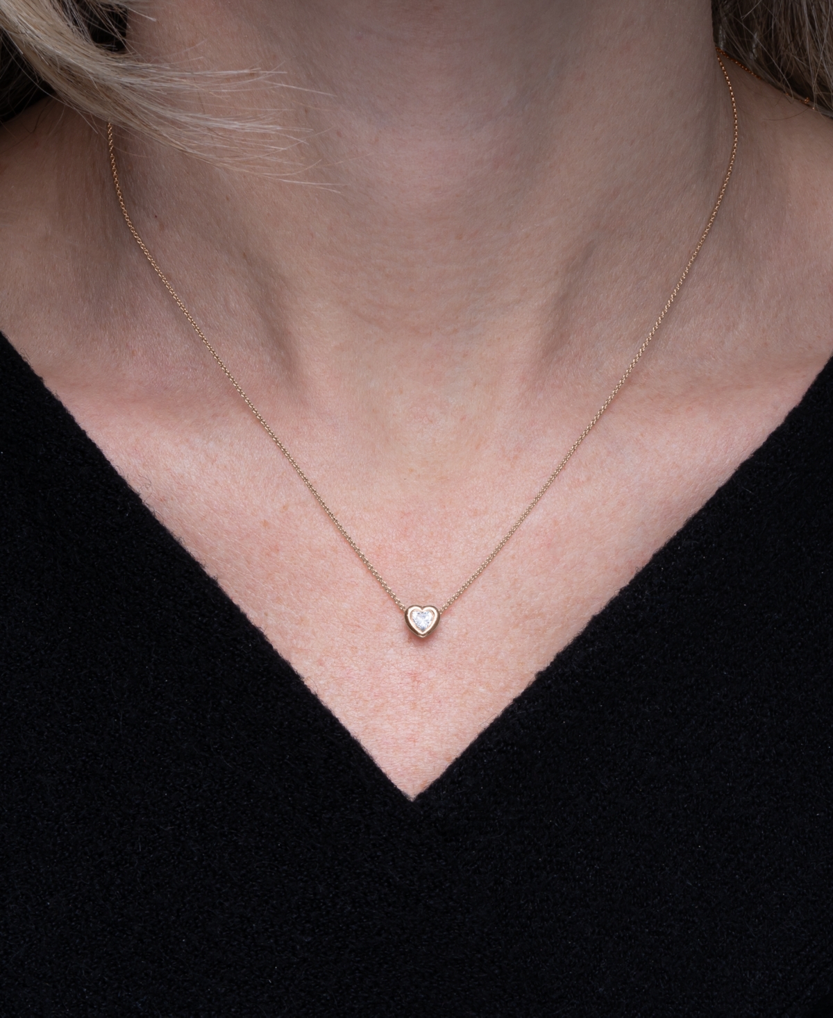 Diamond Heart Pendant Necklace (1/4 ct. t.w.) in 14k Gold, + extender