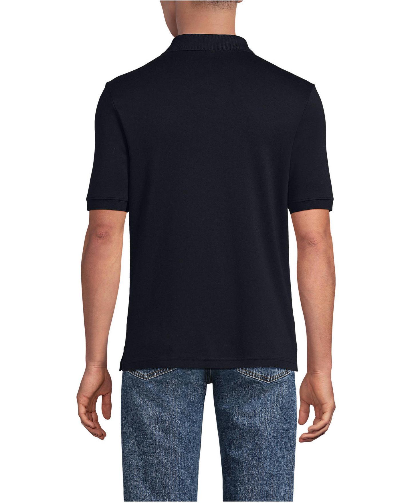 Мужское поло Lands' End Short Sleeve Cotton Supima Polo Shirt, цвет: Чёрный — фото 9