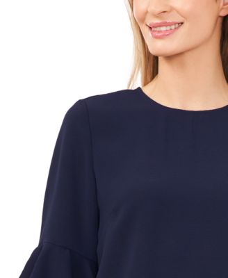 Women's Ruffled-Cuff 3/4-Sleeve Crew Neck Top