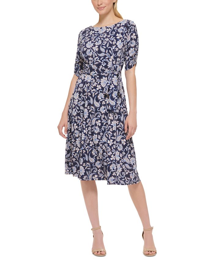 Jessica Howard Petite Paisley-Print Fit & Flare Dress - Macy's