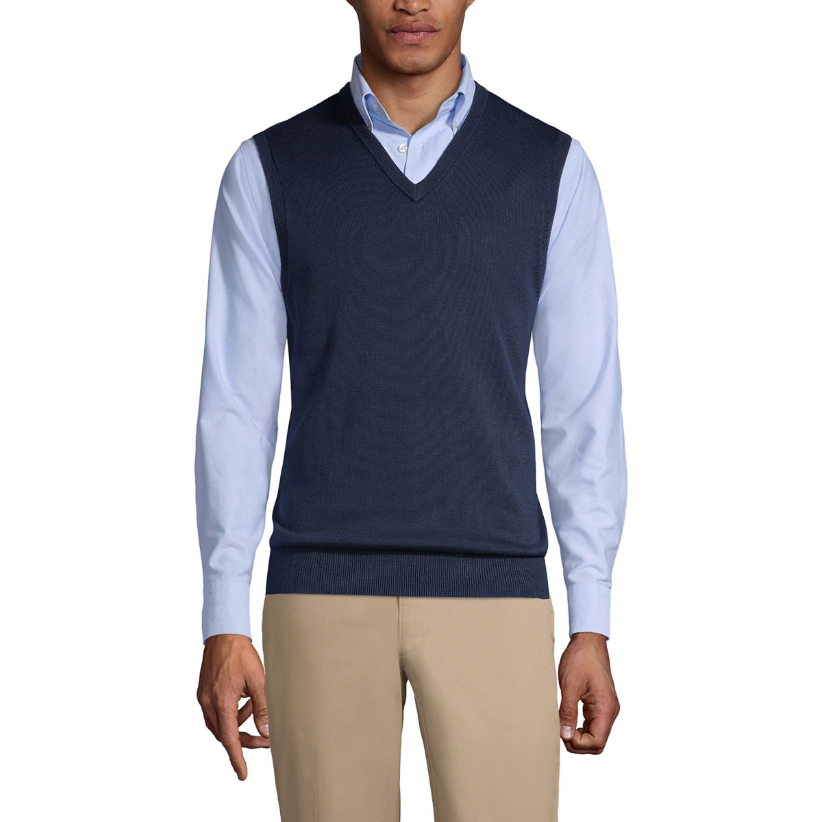 Men's School Uniform Cotton Modal Fine Gauge Sweater Vest - Evergreen
