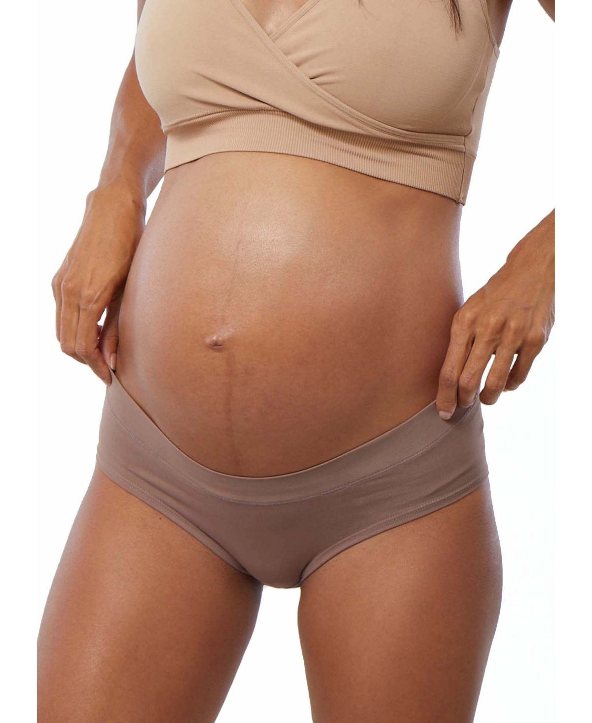 Ingrid & Isabel Seamless Cooling Maternity Briefs, Set Of 3 In Deep Taupe