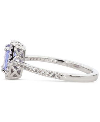 Aquamarine (1-1/4 ct. t.w.) & White Topaz (1/5 ct. t.w.) Halo Ring in Gold-Plated Sterling Silver (Also in Tanzanite & Morganite)