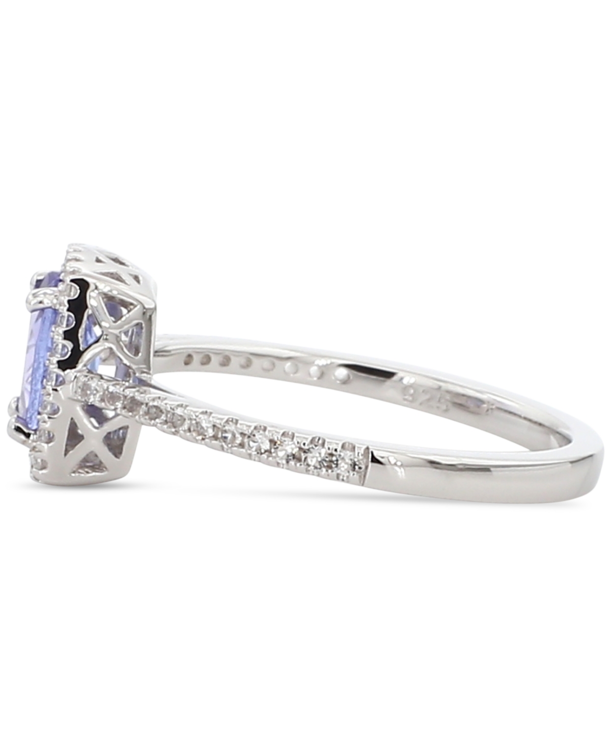 Aquamarine (1-1/4 ct. t.w.) & White Topaz (1/5 ct. t.w.) Halo Ring in Gold-Plated Sterling Silver (Also & Morganite) - Tanzanite