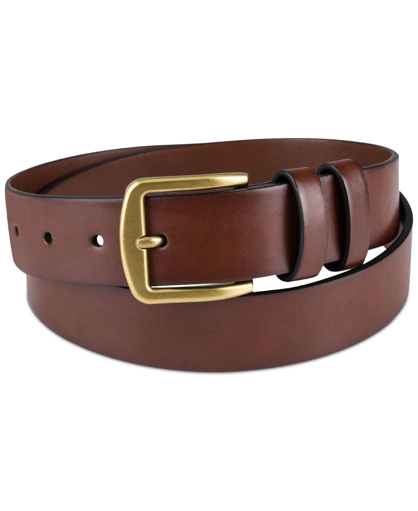 Мужской ремень Club Room 33MM Burnished-Edge Belt, цвет: Чёрный — фото 6