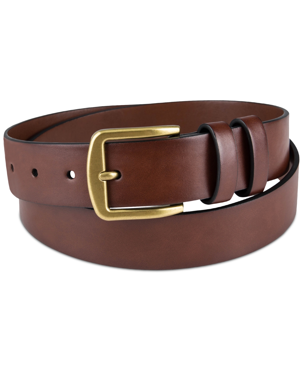 Men's Burnished-Edge Belt, Created for Macy's - Cognac