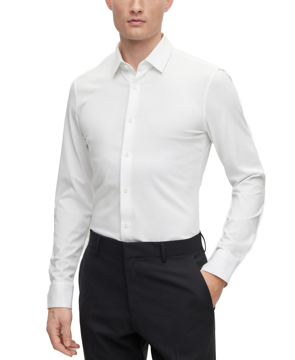 Boss by Hugo Boss Men's Performance-Stretch Slim-Fit Dress Shirt - White
