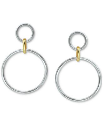 Polished Interlocking Circle Drop Earrings in Sterling Silver & 18k Gold-Plate, Created for Macy's