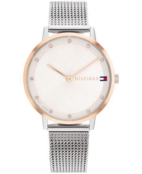 Женские часы Tommy Hilfiger Two Hand Silver-Tone Stainless Steel Watch 34mm