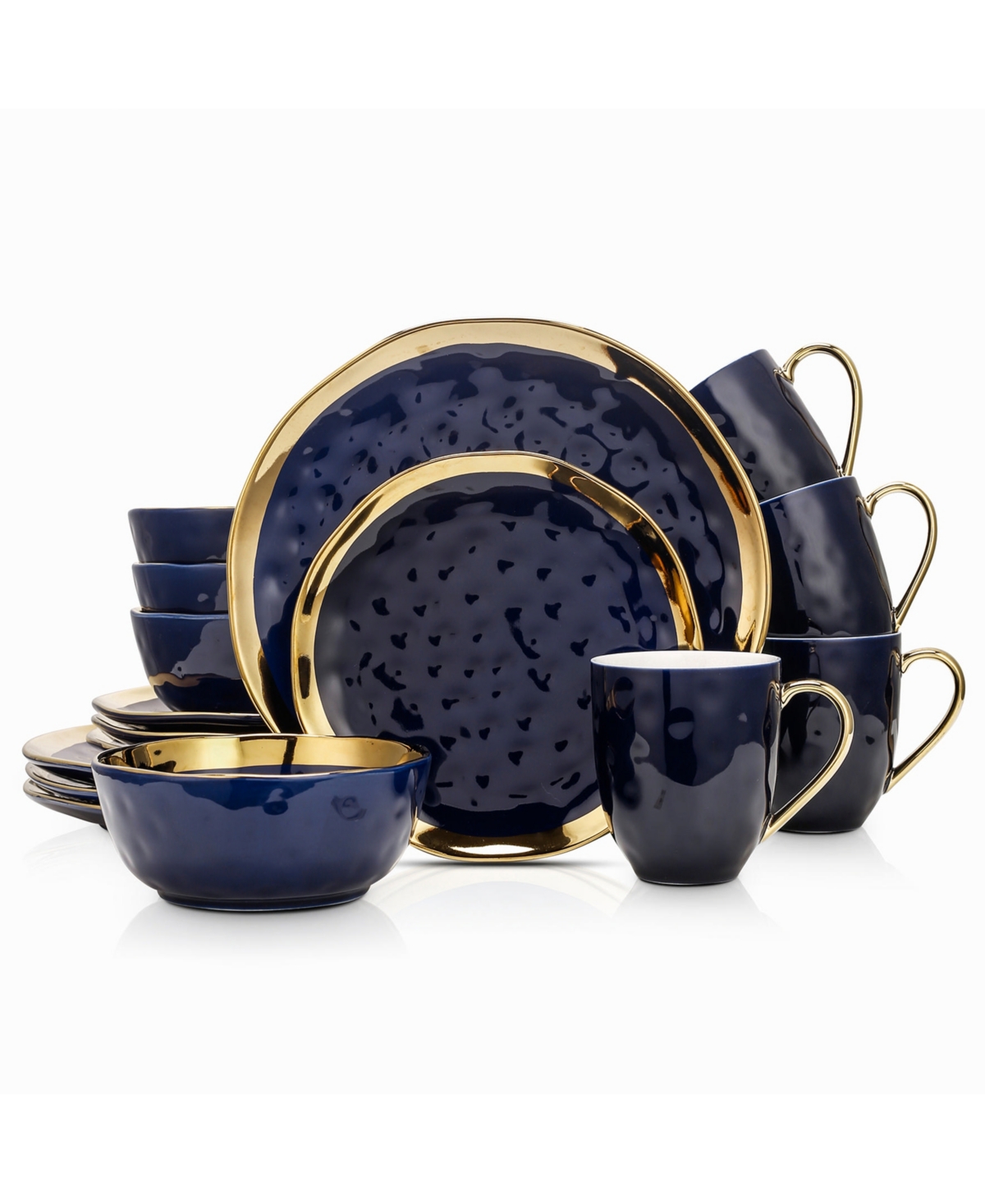 Florian 16 Pieces Dinnerware Set, Service For 4 - Navy Blue
