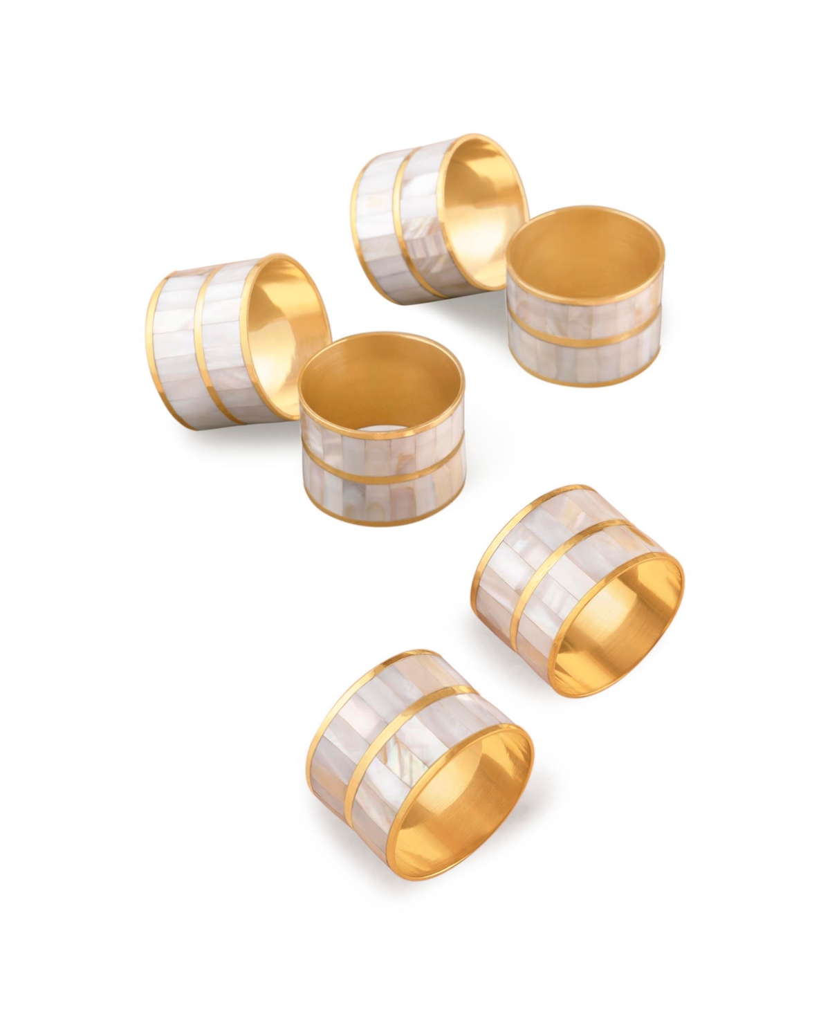 Primrose White Pearl Napkin Rings, Set of 6 - Gold