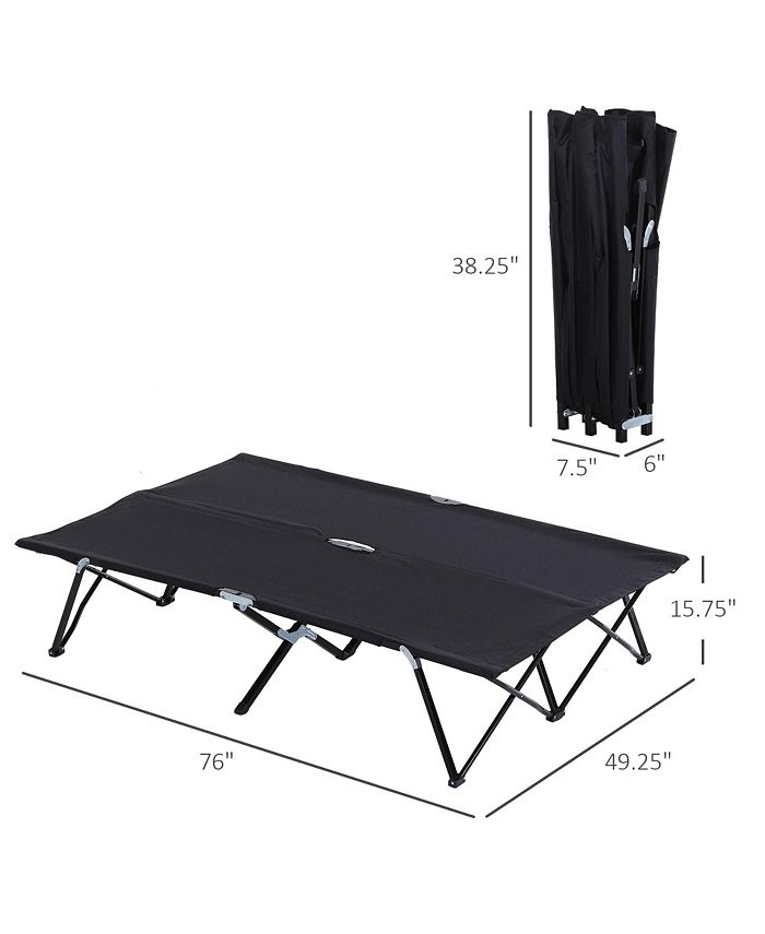Outsunny 2 Person Folding Camping Cot for Adults, Extra Wide Outdoor