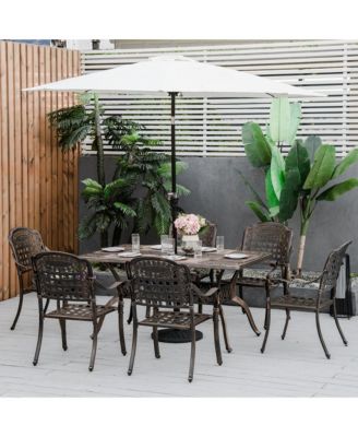 7-Piece Patio Dining Set w/ 6 Armchairs & Umbrella Hole,