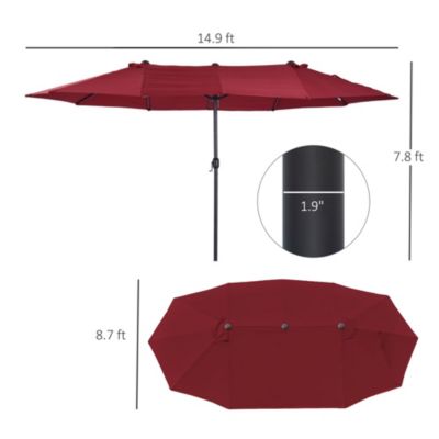 Extra Large 15ft Patio Umbrella, Wine