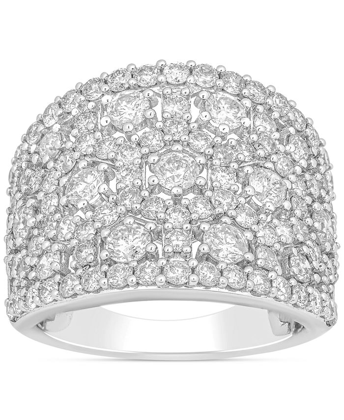 Macy's Diamond Wide Cluster Statement Ring (3 ct. t.w.) in 10k White ...