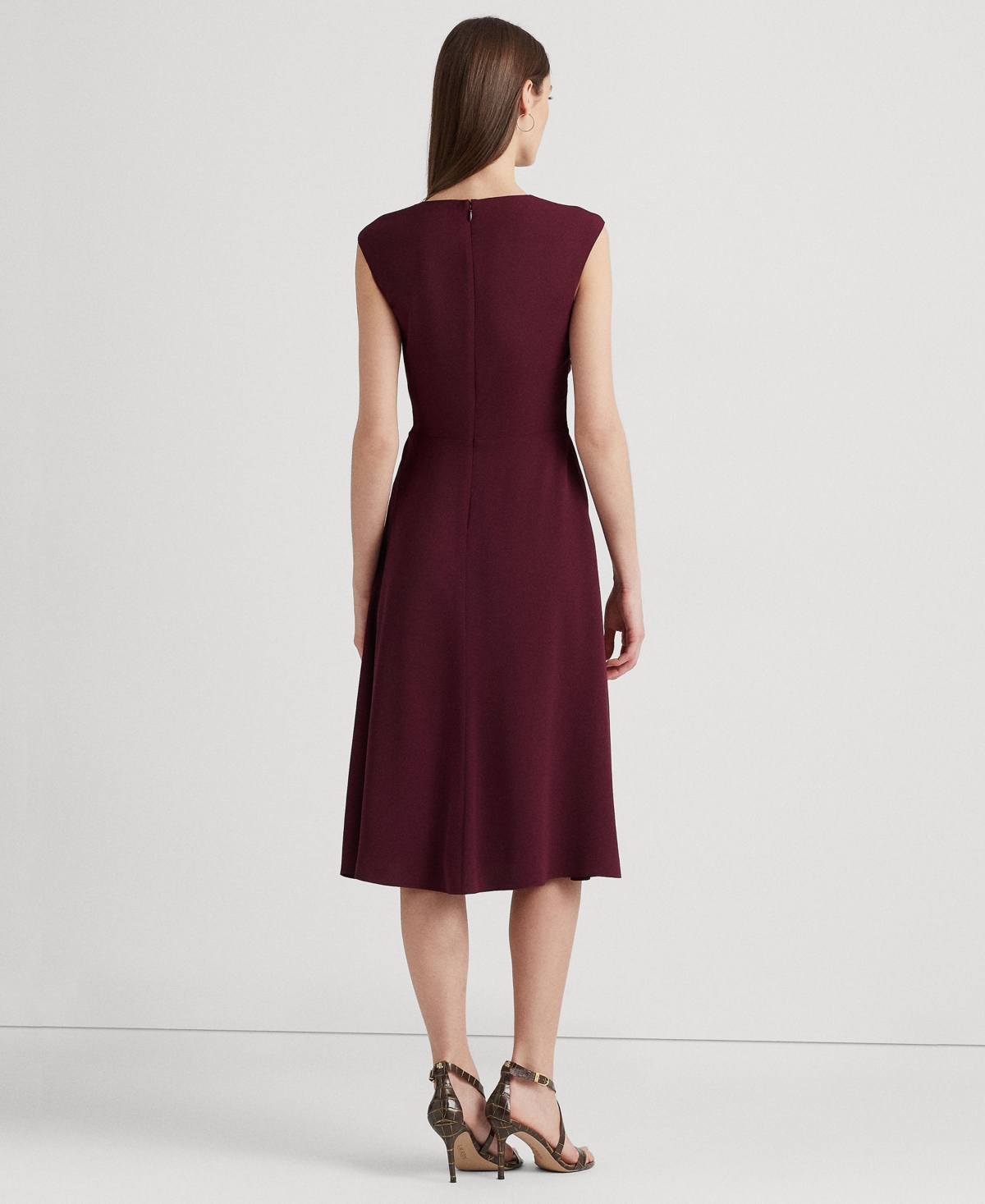 ralph lauren burgundy dress Plum Wrap-Style Cocktail Dress