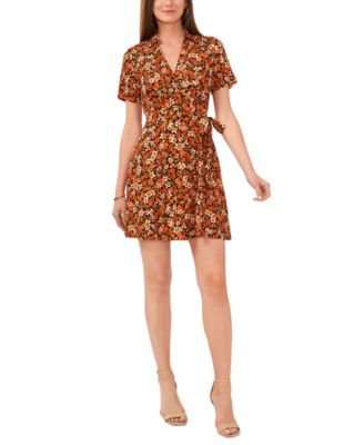 MSK - Petite Floral-Print Fit & Flare Wrap Dress