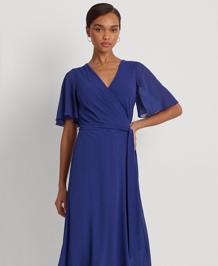 Lauren Ralph Lauren Women's Georgette Flutter-Sleeve Dress - Macy's