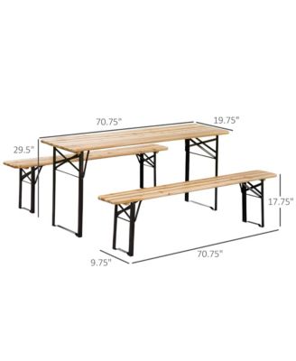 6' Portable Picnic Table and Bench Set, Outdoor Wooden Folding Camping Dining Table Set for Patio Garden Outdoor Activities