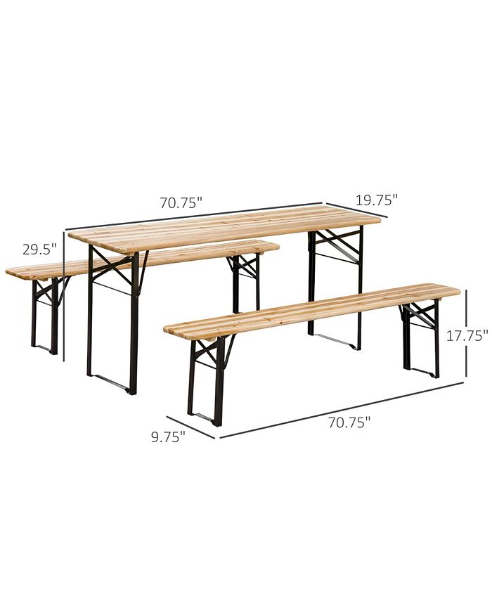 Outsunny 6' Portable Picnic Table and Bench Set, Outdoor Wooden Folding