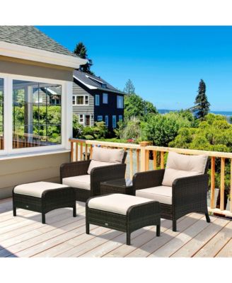 5-Piece Outdoor Rat Patio Set with Table,