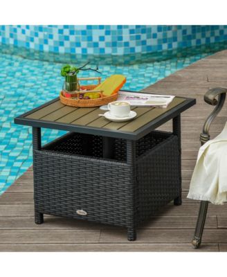 Rat Wicker Outdoor Accent Table Umbrella Sd with Umbrella Insert